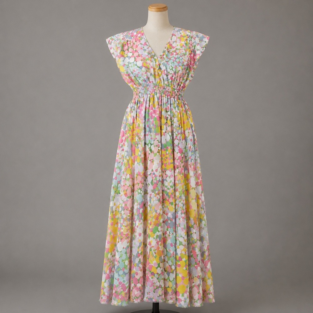 Kate Spade Womens Floral Dots Multicolor Maxi Dress Sz Small Beach Coverup